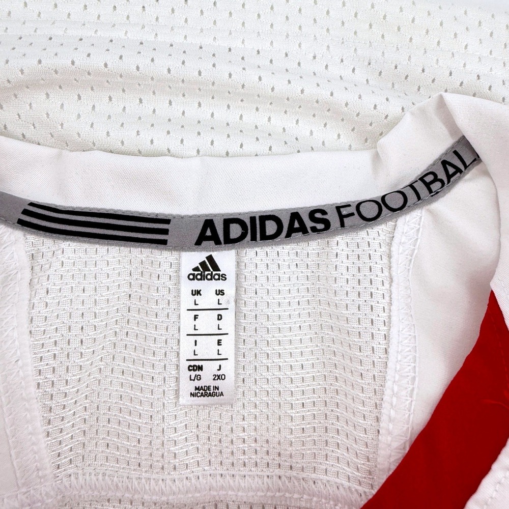 Adidas A1 Stock Football Jersey Mens Large White Red V-Neck NWT - Picture 5 of 16